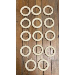 Wooden Curtain Ring With Eyelet set of 14 Vintage Heavy Weight